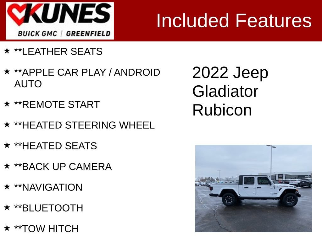 Used 2022 Jeep Gladiator Rubicon w/ Trailer Tow Package image 2