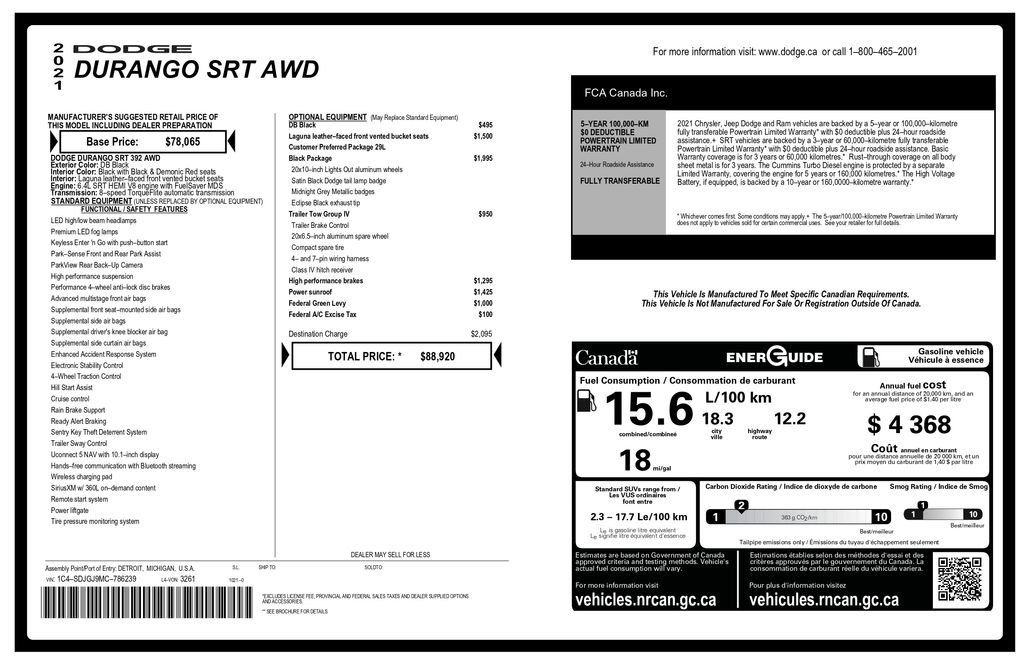 Used 2021 Dodge Durango SRT w/ Black Package image 3