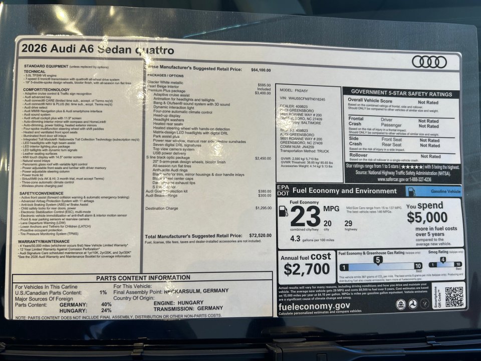 New 2026 Audi A6 Premium Plus image 33