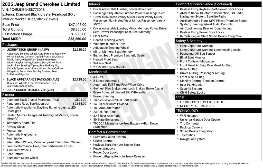 New 2025 Jeep Grand Cherokee L Limited w/ Luxury Tech Group II image 42