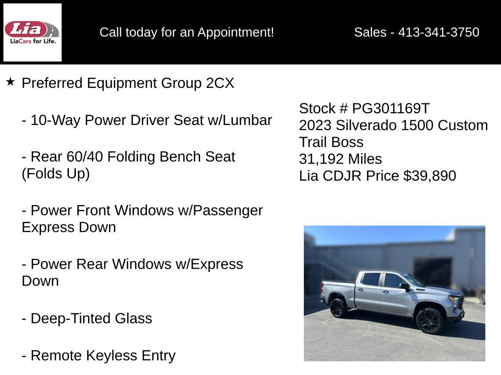 Used 2023 Chevrolet Silverado 1500 Custom Trail Boss w/ LPO, Dark Essentials Package AWD/4WD image 6