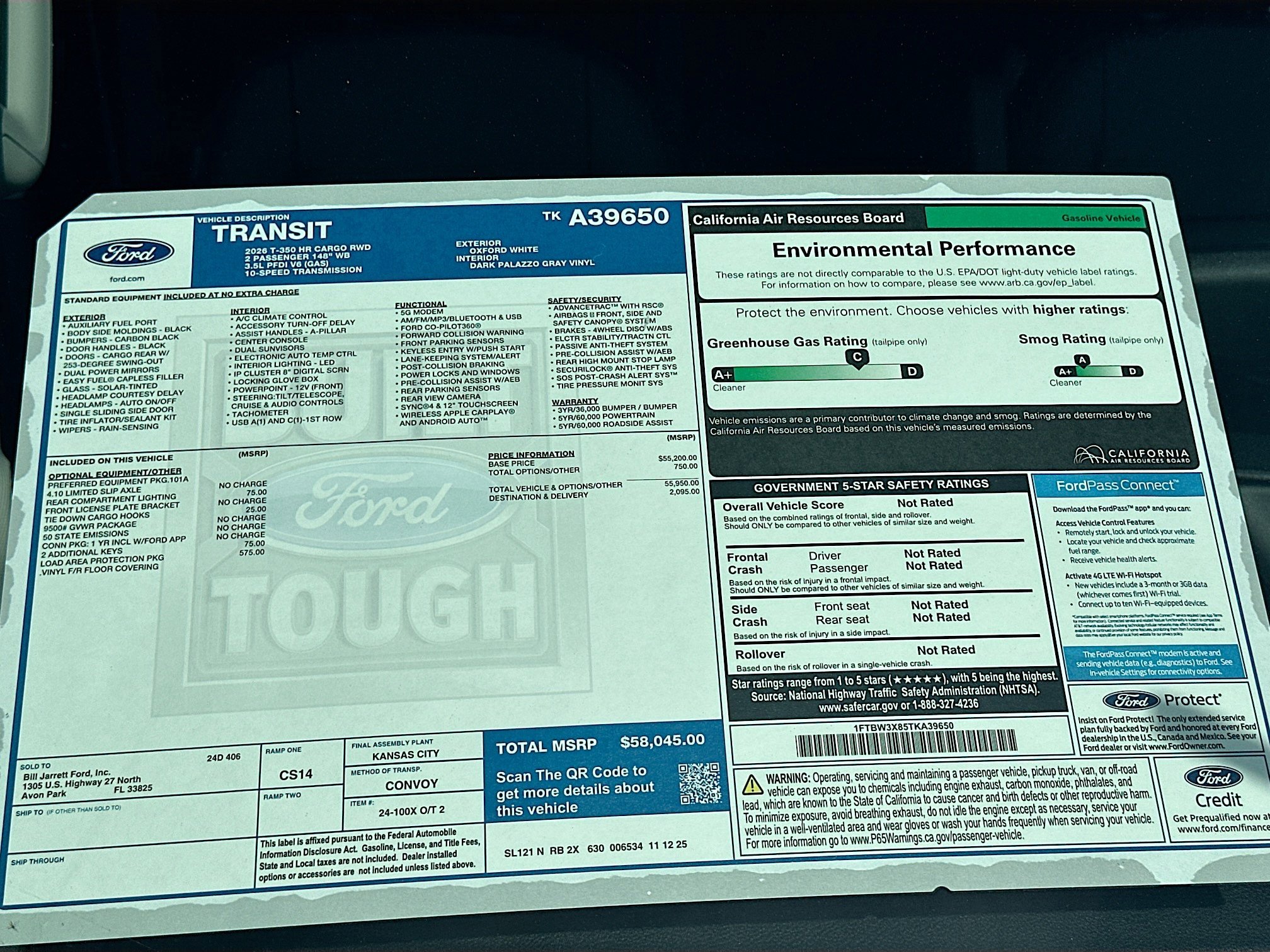 New 2026 Ford Transit 350 148 High Roof Extended w/ Load Area Protection Package image 17