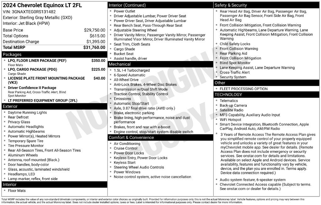 Used 2024 Chevrolet Equinox LT w/ LPO, Floor Liner Package AWD/4WD image 2