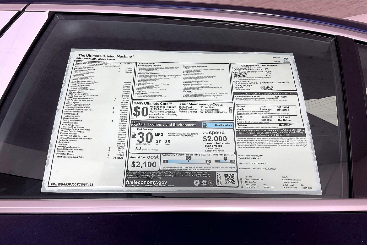 Certified 2026 BMW 530i xDrive w/ Premium Package AWD/4WD image 16