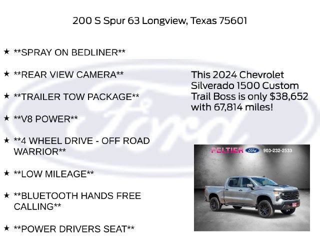 Used 2024 Chevrolet Silverado 1500 Custom Trail Boss AWD/4WD image 32