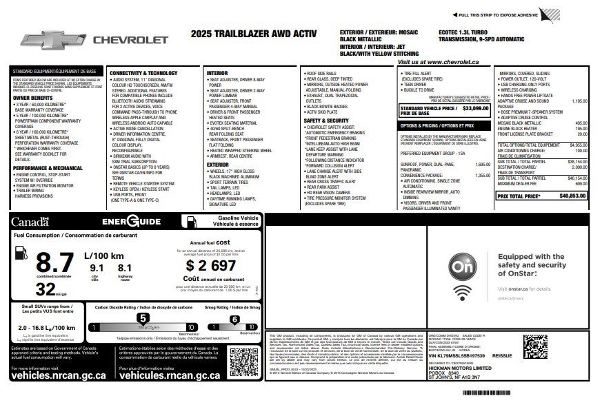 Certified 2025 Chevrolet TrailBlazer ACTIV w/ Convenience Package image 33