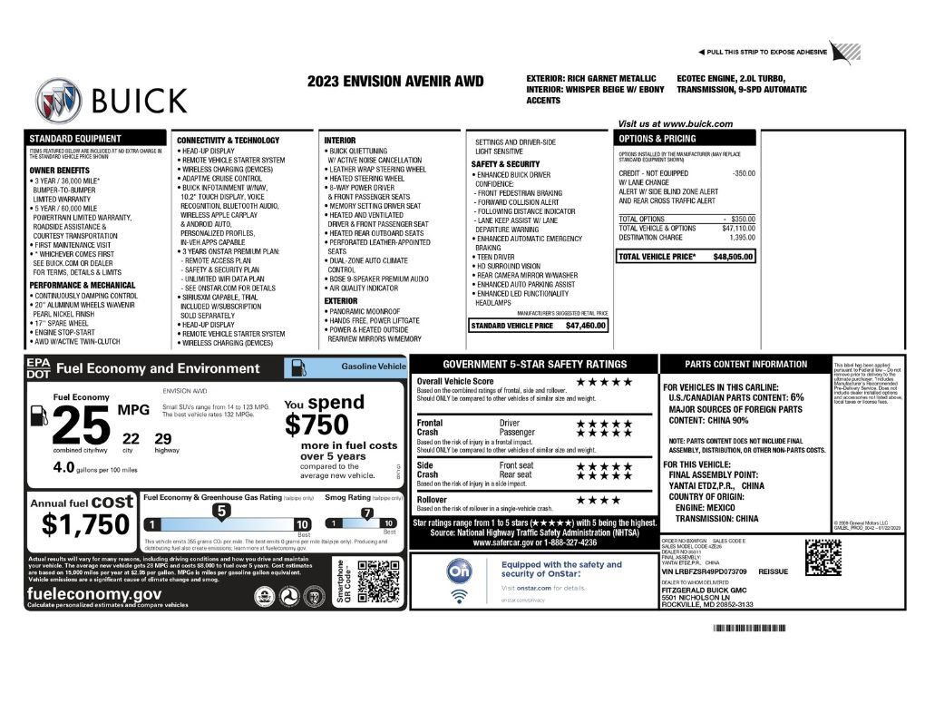 Used 2023 Buick Envision Avenir AWD/4WD image 2