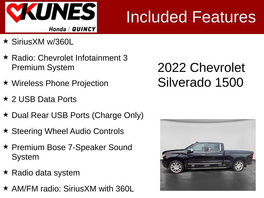 Used 2022 Chevrolet Silverado 1500 High Country w/ High Country Premium Package AWD/4WD image 2