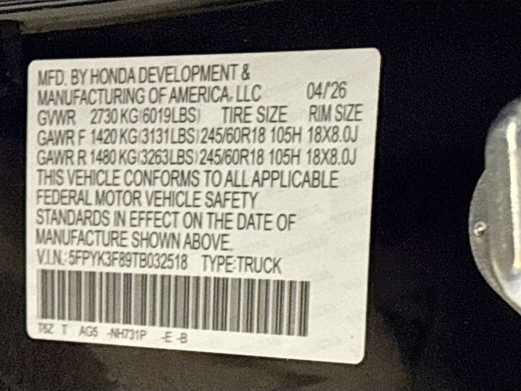 New 2026 Honda Ridgeline Black Edition image 26