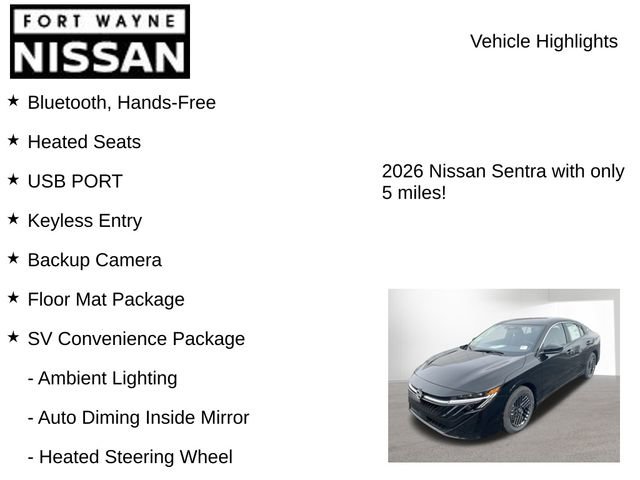 New 2026 Nissan Sentra SV w/ SV Convenience Package image 8