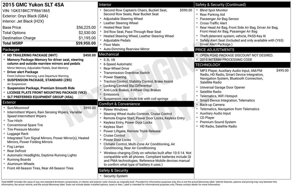 Used 2015 GMC Yukon SLT w/ HD Trailering Package image 5