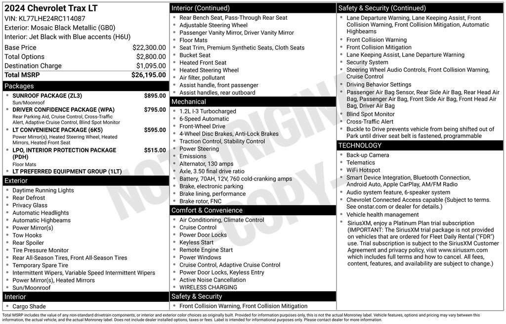 Used 2024 Chevrolet Trax LT w/ Sunroof Package FWD image 36
