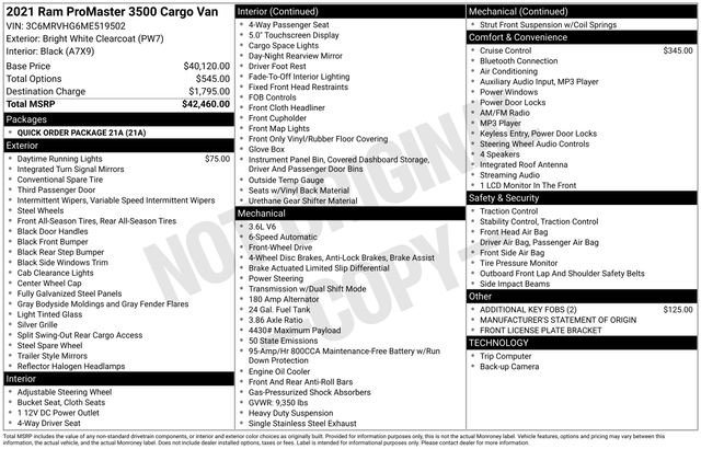 Used 2021 RAM ProMaster 3500 image 13