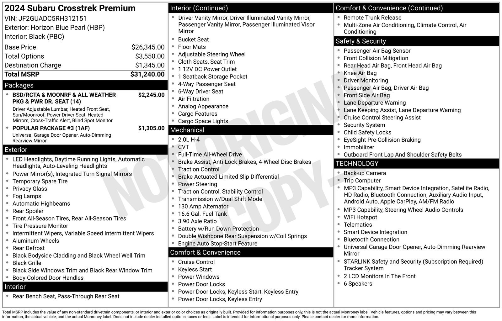 Certified 2024 Subaru Crosstrek 2.0i Premium AWD/4WD image 17