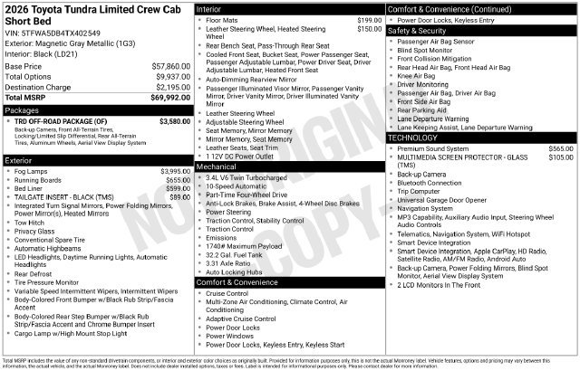 Used 2026 Toyota Tundra Limited w/ TRD Off-Road Package AWD/4WD image 35