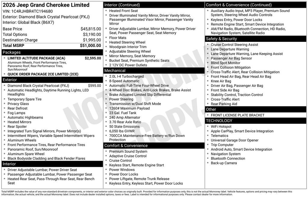 New 2026 Jeep Grand Cherokee Limited w/ Limited Altitude Package image 3