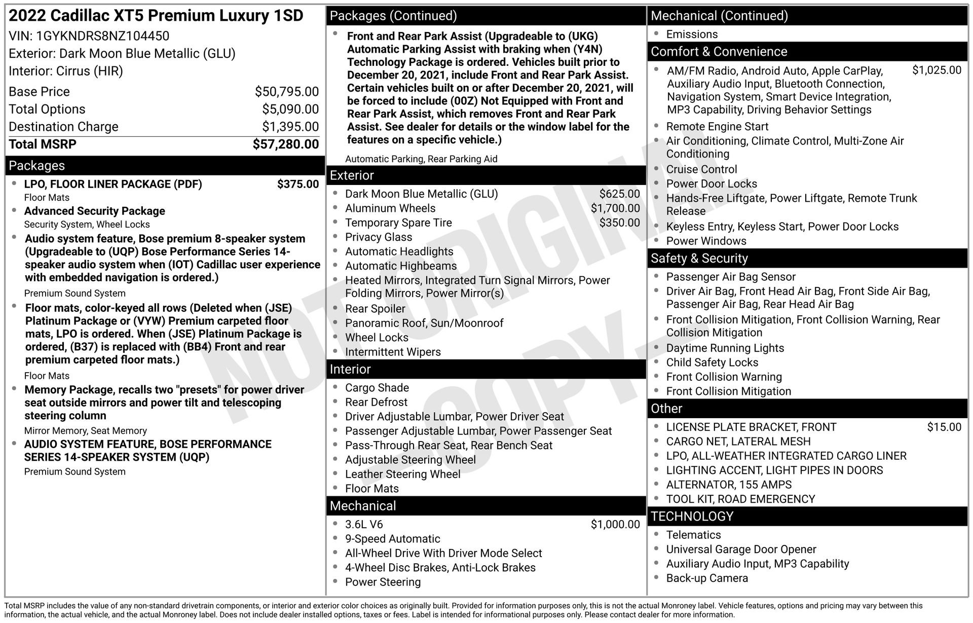 Certified 2022 Cadillac XT5 Premium Luxury w/ LPO, Floor Liner Package image 42