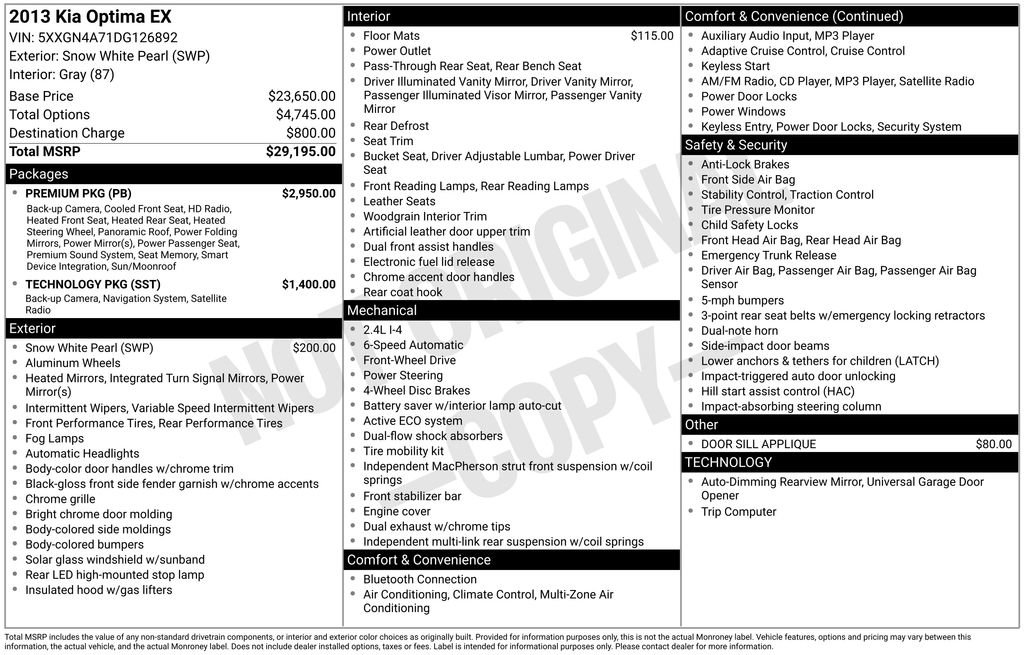 Used 2013 Kia Optima EX w/ Premium Pkg image 6