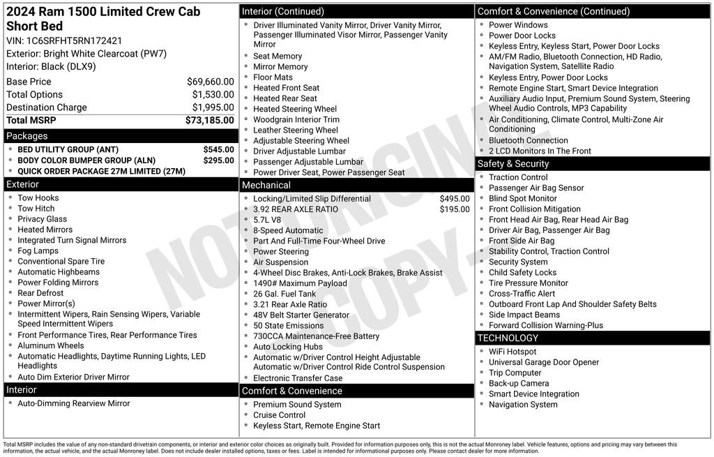 Used 2024 RAM 1500 Limited w/ Bed Utility Group image 7