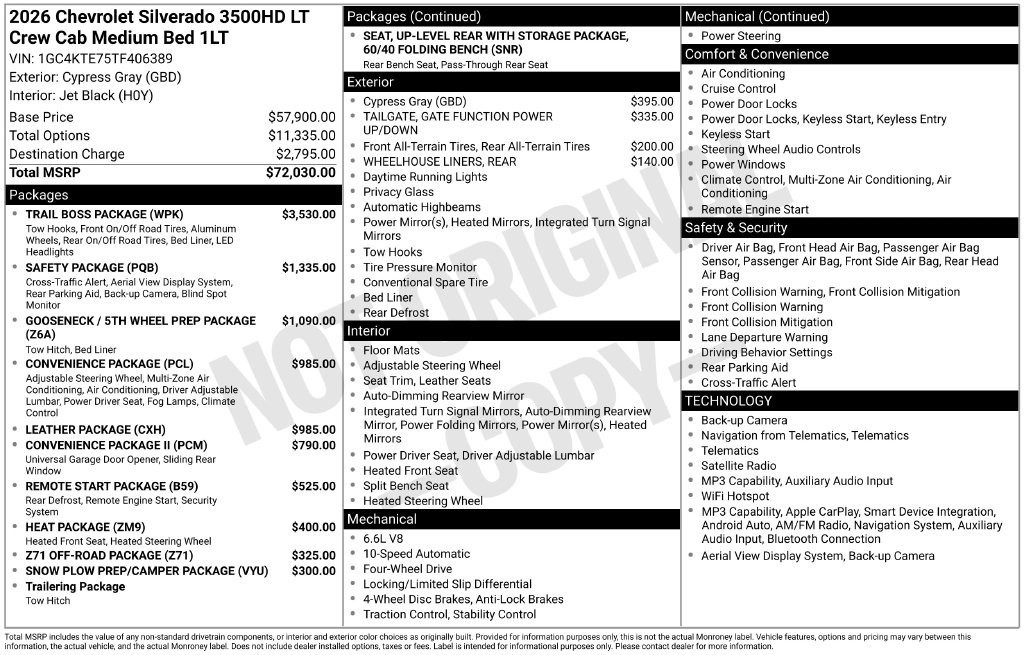New 2026 Chevrolet Silverado 3500 LT w/ Trail Boss Package AWD/4WD image 23