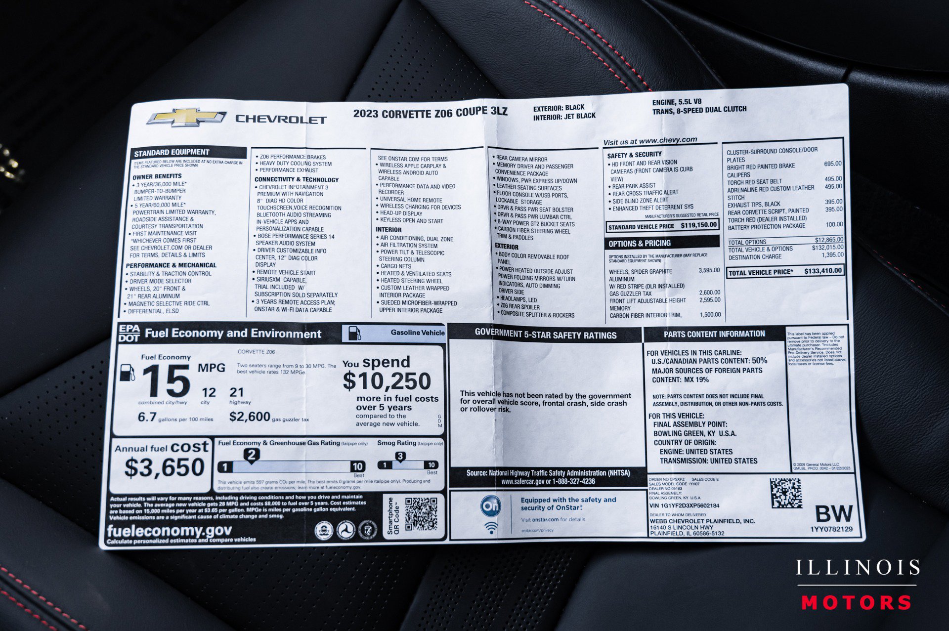 Used 2023 Chevrolet Corvette Z06 w/ Battery Protection Package RWD image 33