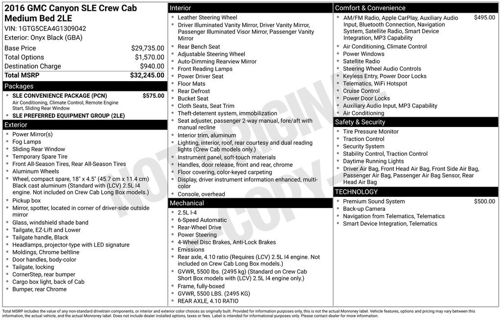 Used 2016 GMC Canyon SLE w/ SLE Convenience Package RWD image 36