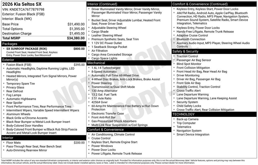 New 2026 Kia Seltos SX w/ SX Sunroof Package image 6
