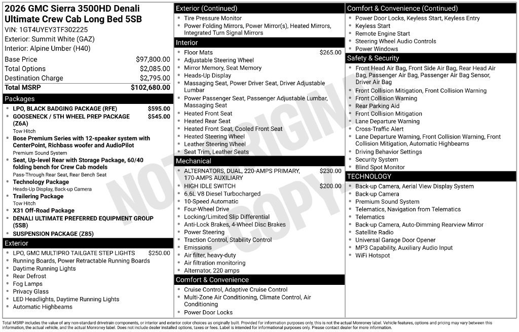 New 2026 GMC Sierra 3500 Denali Ultimate w/ LPO, Black Badging Package AWD/4WD image 26
