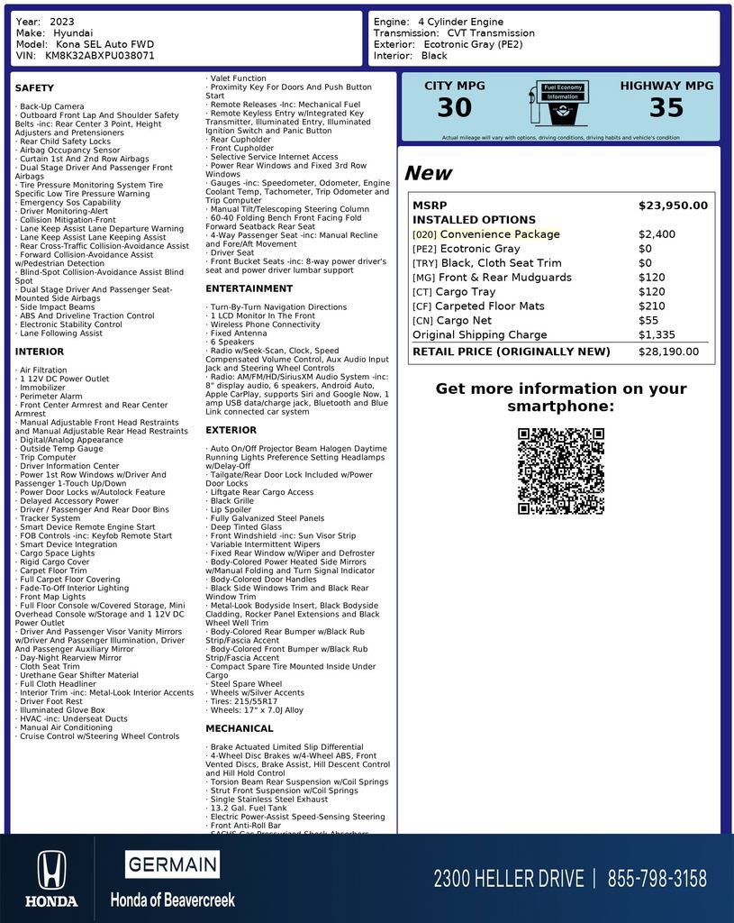 Used 2023 Hyundai Kona SEL w/ Convenience Package FWD image 31