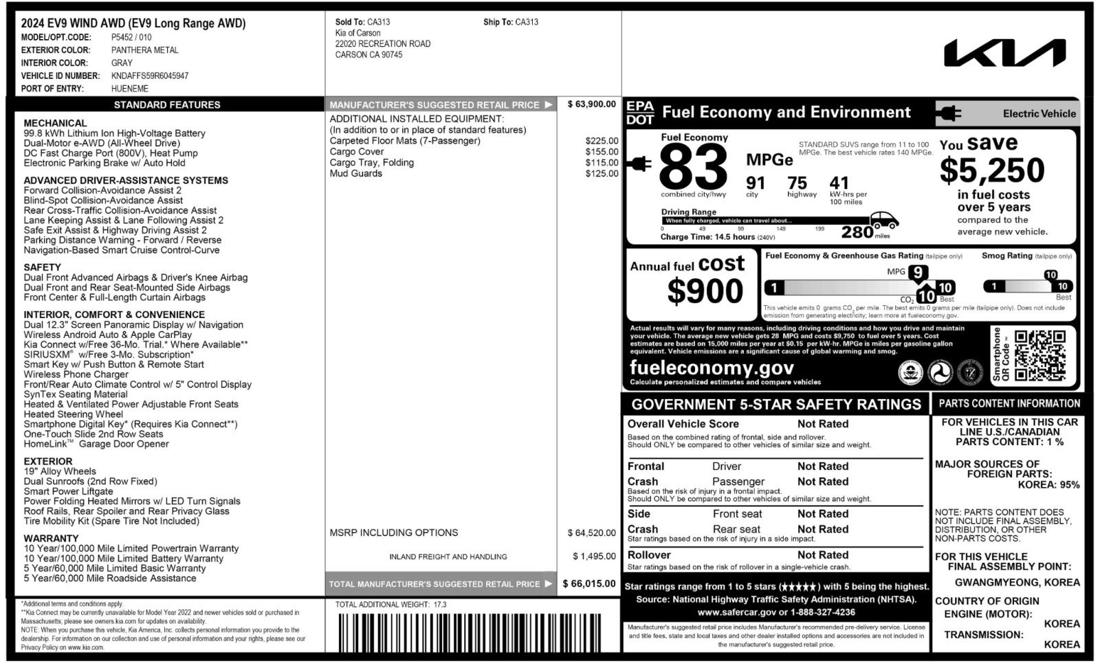 Used 2024 Kia EV9 Wind image 56