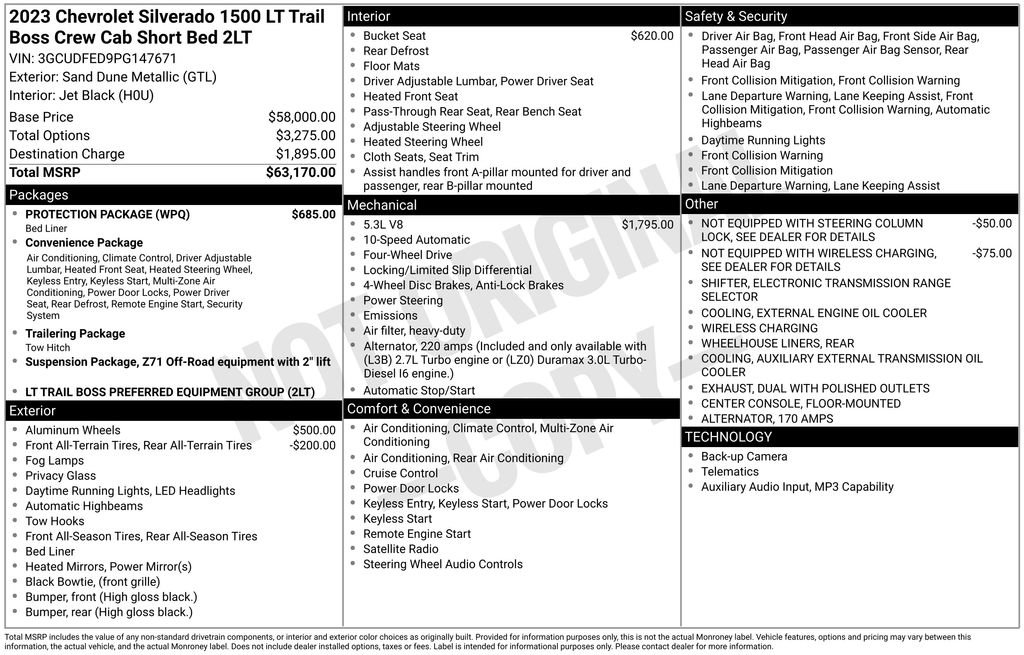 Used 2023 Chevrolet Silverado 1500 LT Trail Boss w/ Protection Package AWD/4WD image 37
