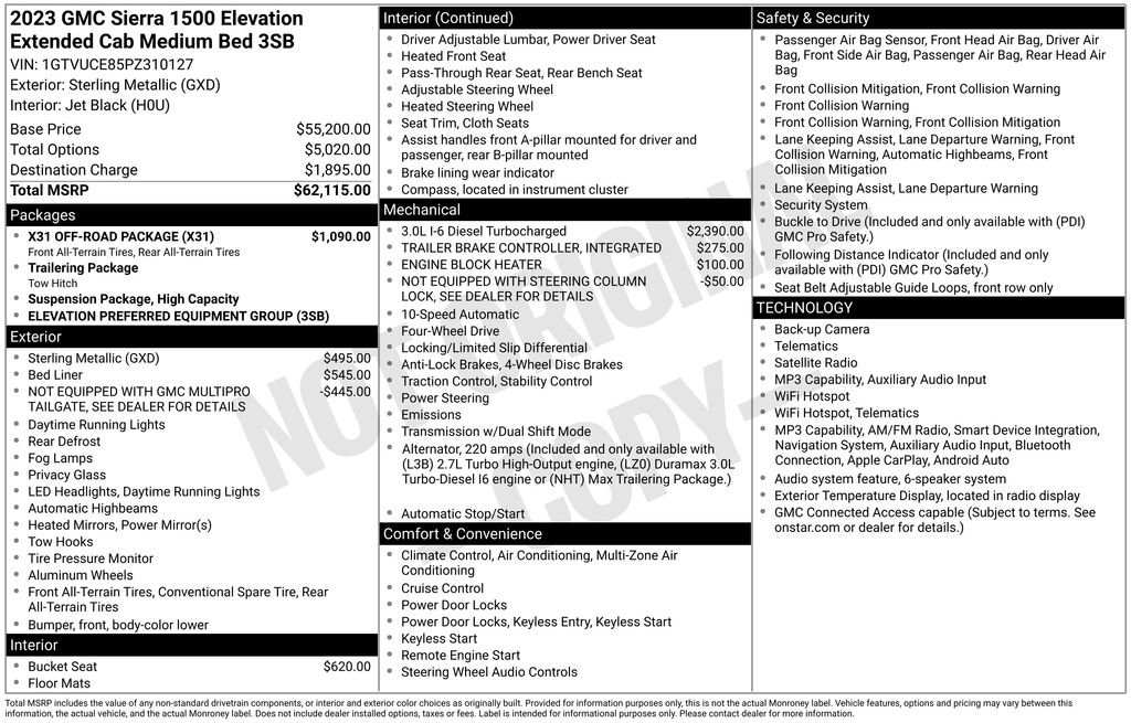Used 2023 GMC Sierra 1500 Elevation w/ X31 Off-Road Package AWD/4WD image 26