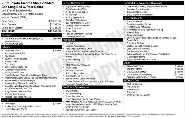 Certified 2022 Toyota Tacoma SR5 w/ SR5 Appearance Package (SM) image 28