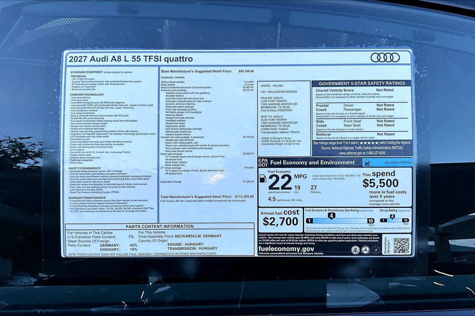 New 2027 Audi A8 L 3.0T AWD/4WD image 16