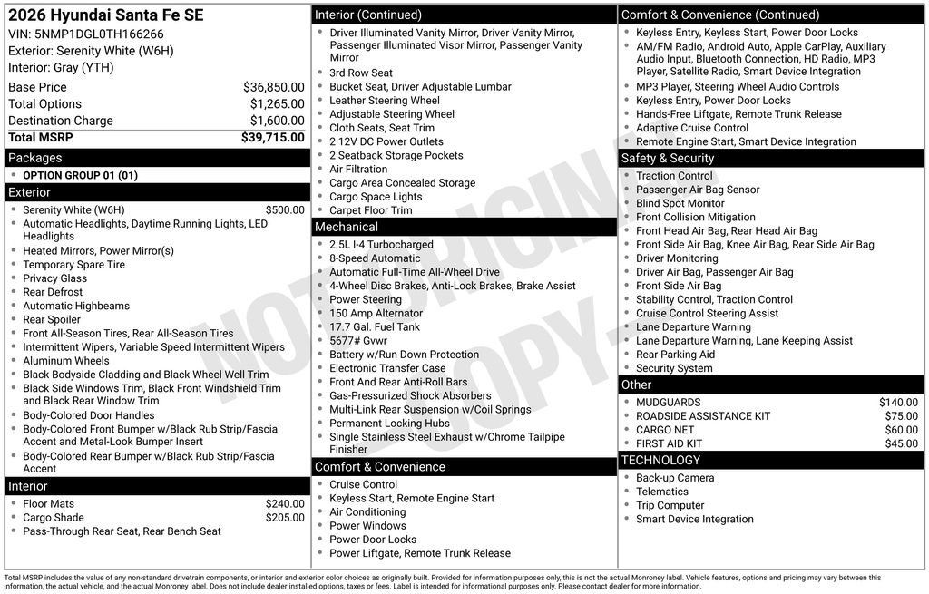 New 2026 Hyundai Santa Fe SE image 4
