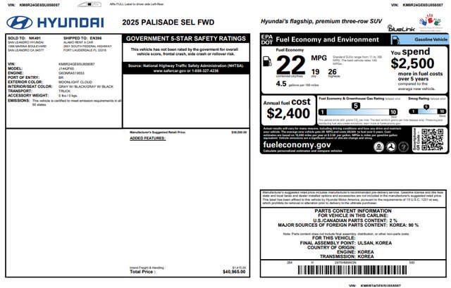 Certified 2025 Hyundai Palisade SEL FWD image 10