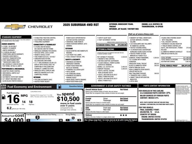 Used 2025 Chevrolet Suburban RST w/ RST Capability Package AWD/4WD image 3