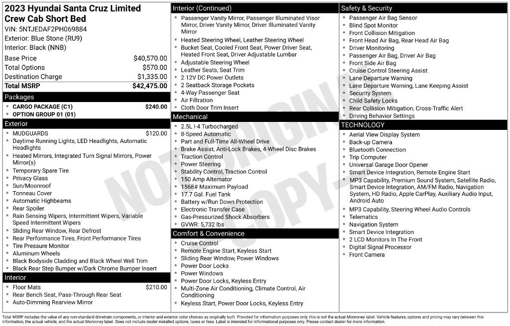 Certified 2023 Hyundai Santa Cruz Limited w/ Cargo Package AWD/4WD image 7