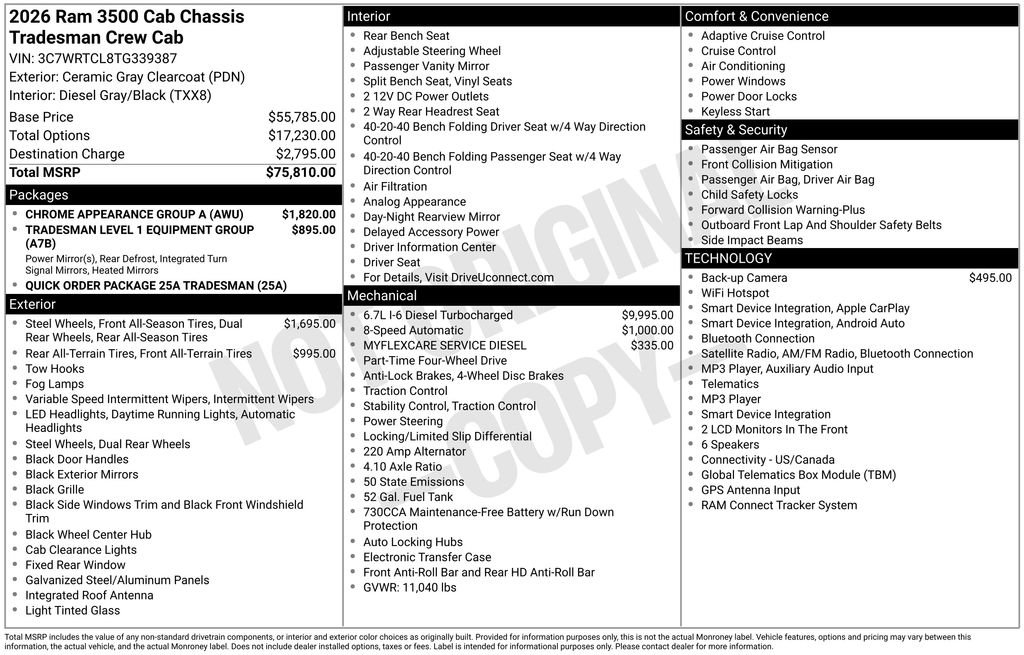 New 2026 RAM 3500 Tradesman w/ Chrome Appearance Group A AWD/4WD image 16