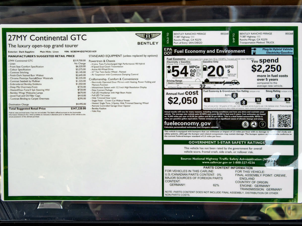 New 2027 Bentley Continental GTC AWD/4WD image 33