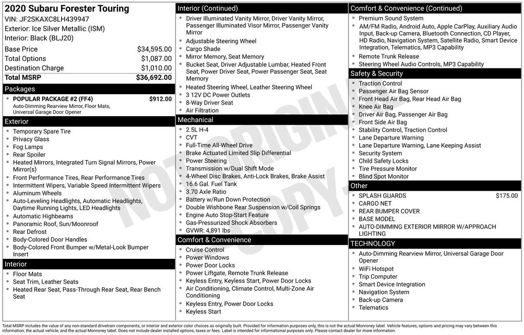 Used 2020 Subaru Forester Touring w/ Popular Package #2 image 25