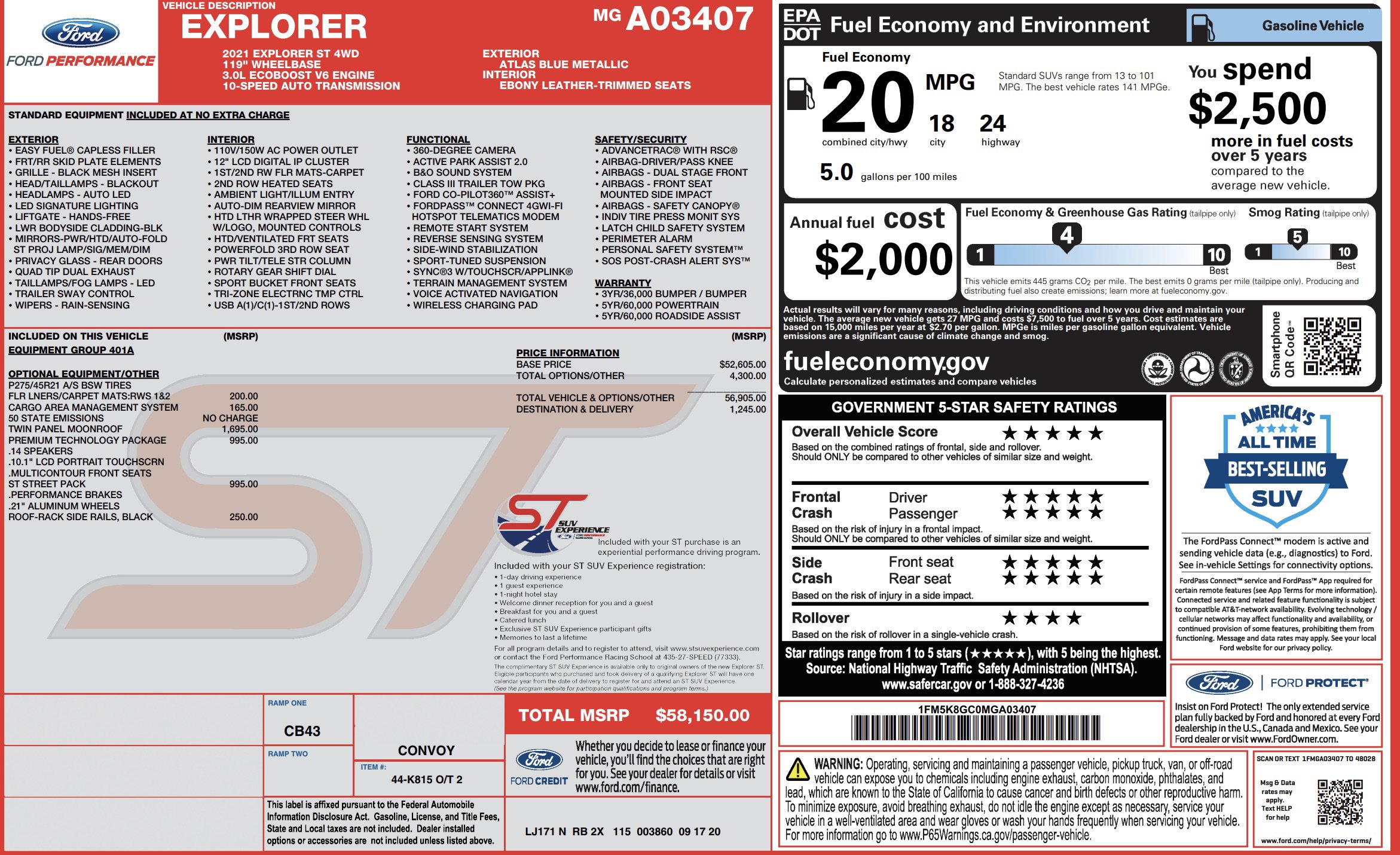 Used 2021 Ford Explorer ST w/ Equipment Group 401A image 5