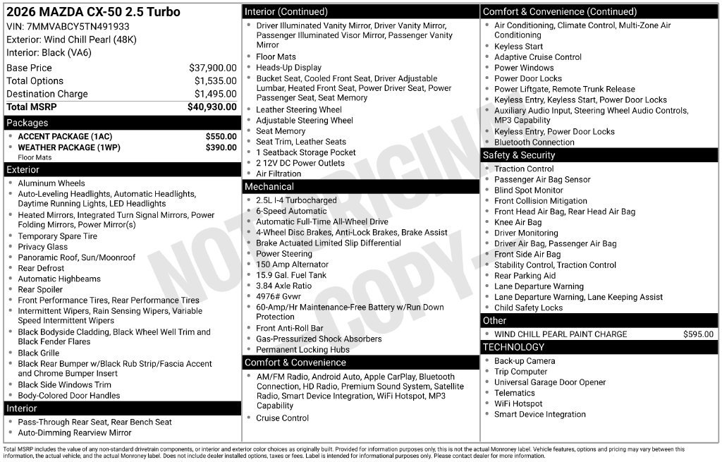 New 2026 MAZDA CX-50 AWD 2.5 S w/ Accent Package image 10