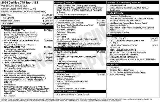 Certified 2024 Cadillac CT5 Sport w/ Parking Package AWD/4WD image 33