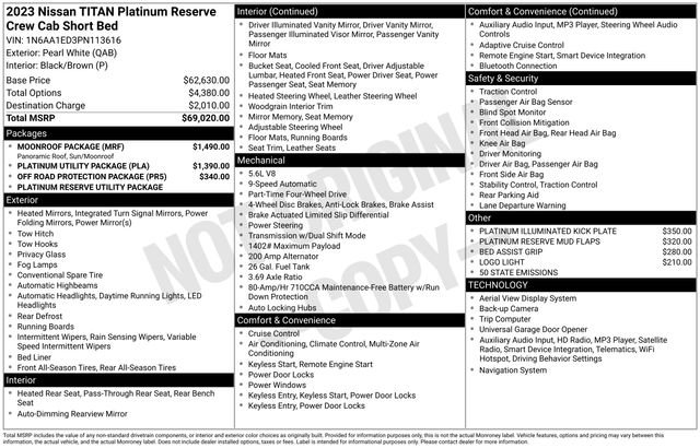 Used 2023 Nissan Titan Platinum Reserve w/ Moonroof Package image 36