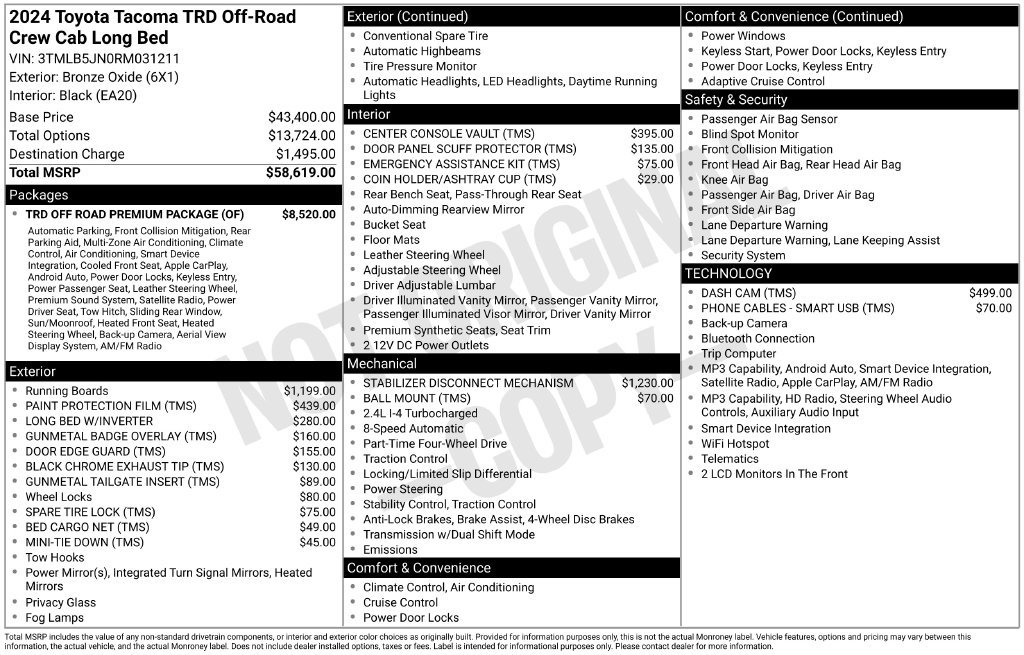 Used 2024 Toyota Tacoma TRD Off-Road w/ TRD Off Road Premium Package AWD/4WD image 8