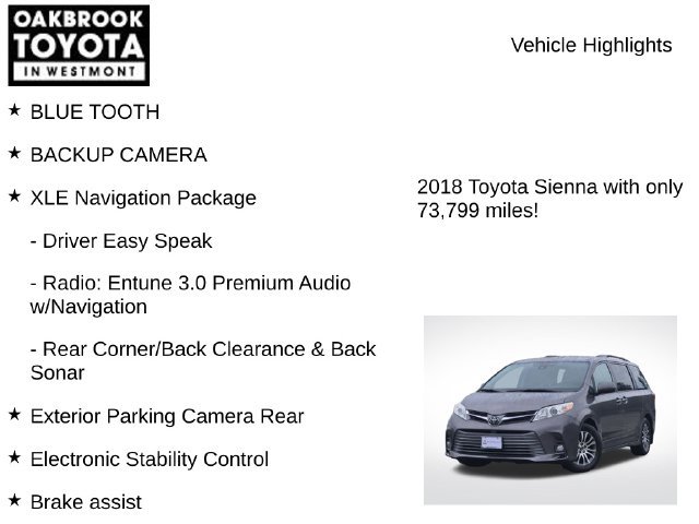Certified 2018 Toyota Sienna XLE w/ XLE Navigation Package FWD image 6