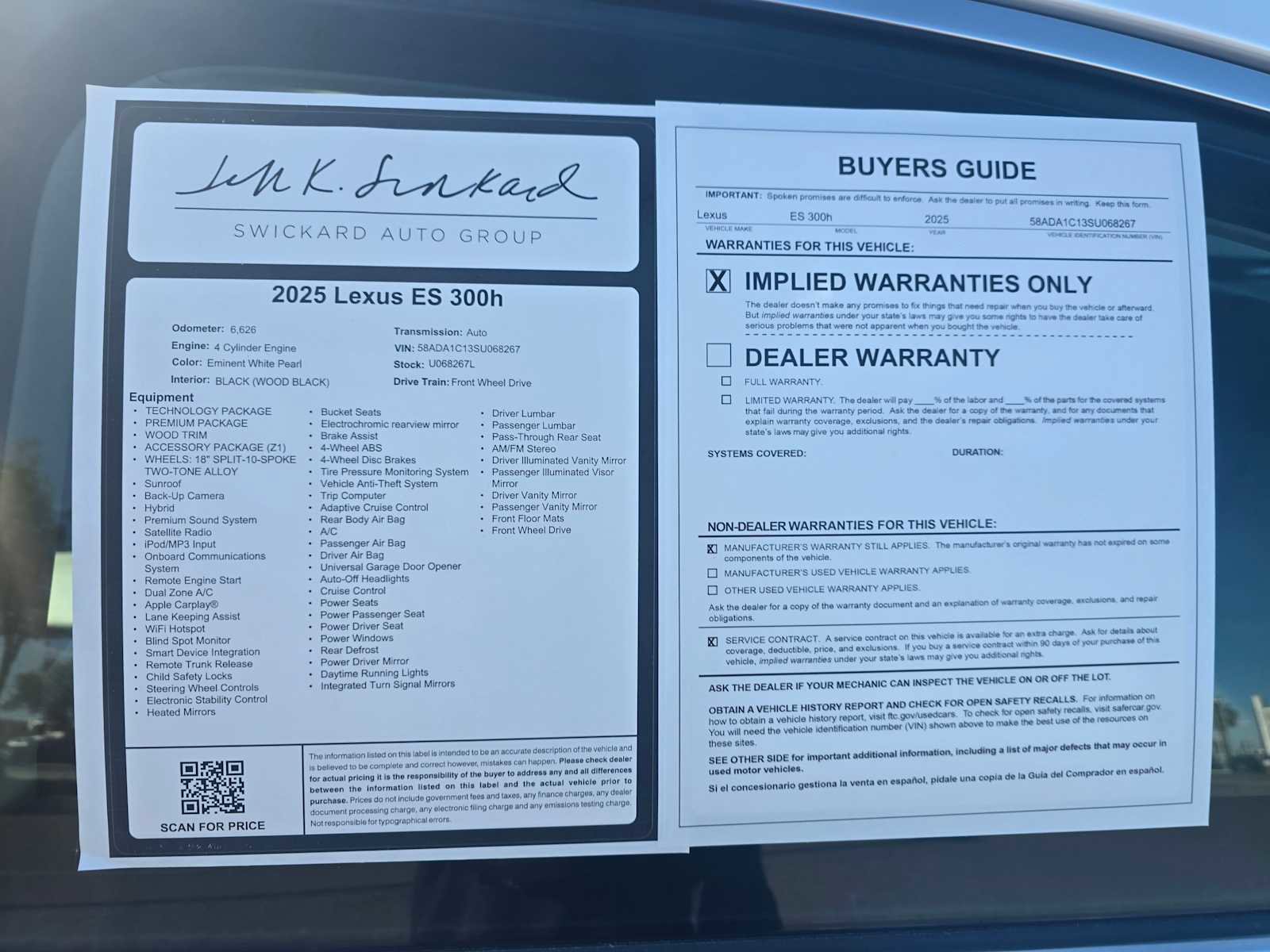 Certified 2025 Lexus ES 300h ES 300h w/ Premium Package image 18