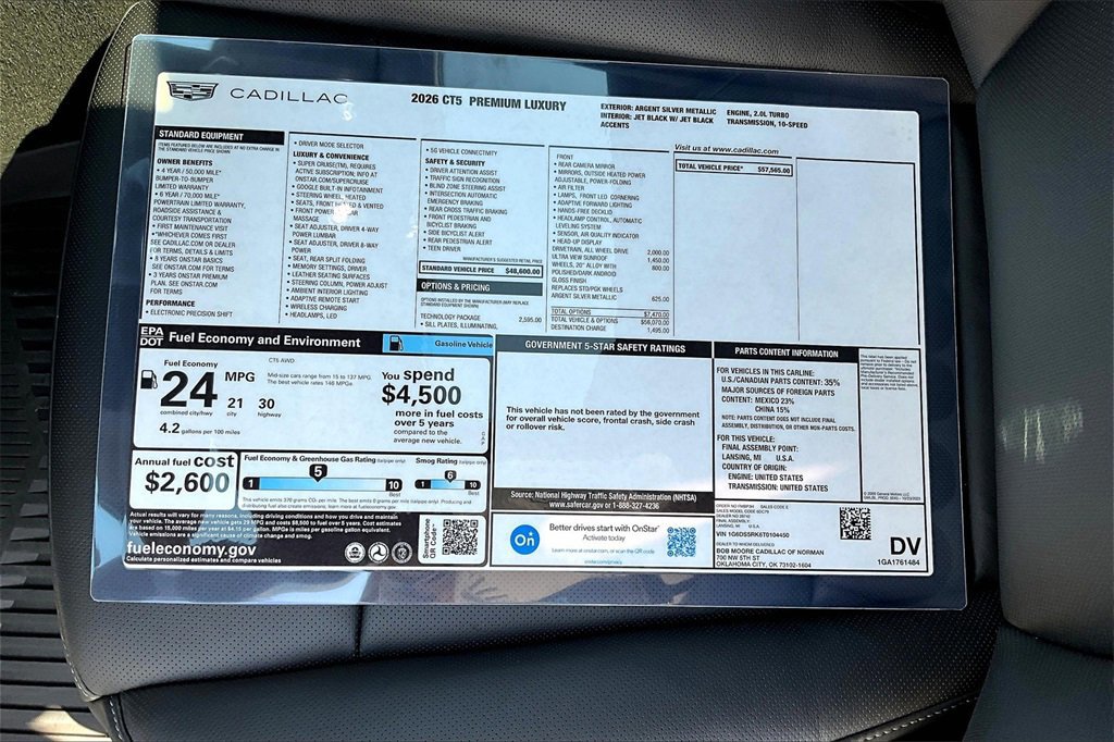 New 2026 Cadillac CT5 Premium Luxury w/ Technology Package image 14