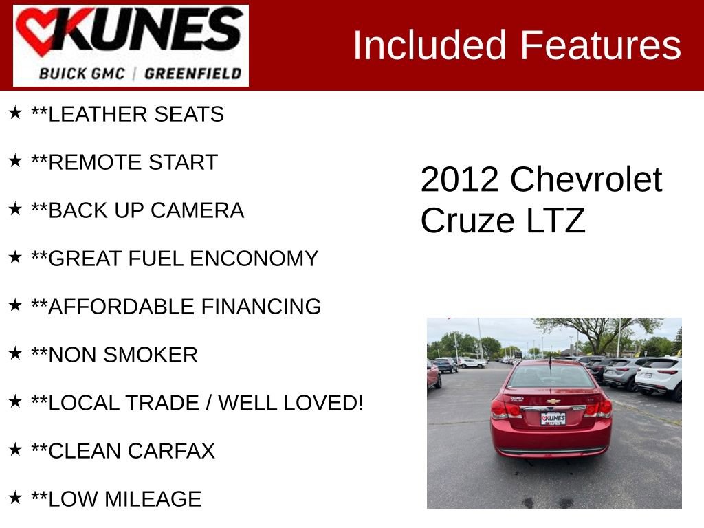Used 2012 Chevrolet Cruze LTZ w/ RS Package FWD image 2